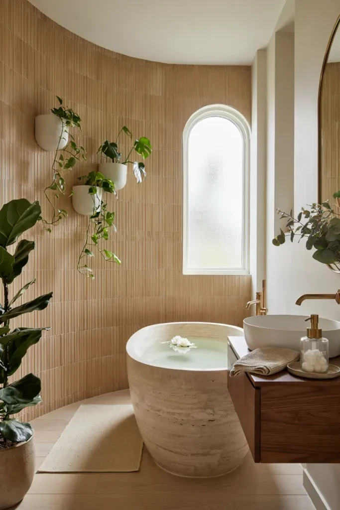 Bathroom Wall Decor with Floating Greenery