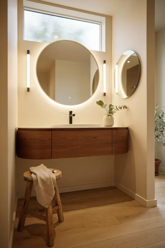 Bathroom Wall Decor with Round Mirrors