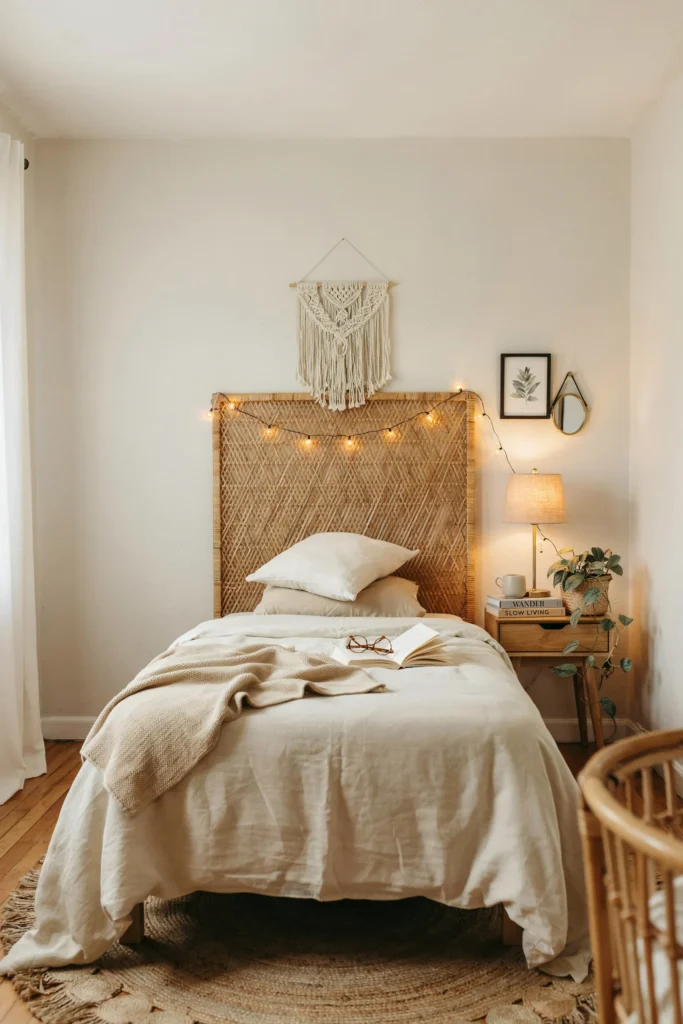 Boho Chic Dorm Room with Soft Neutral Colors