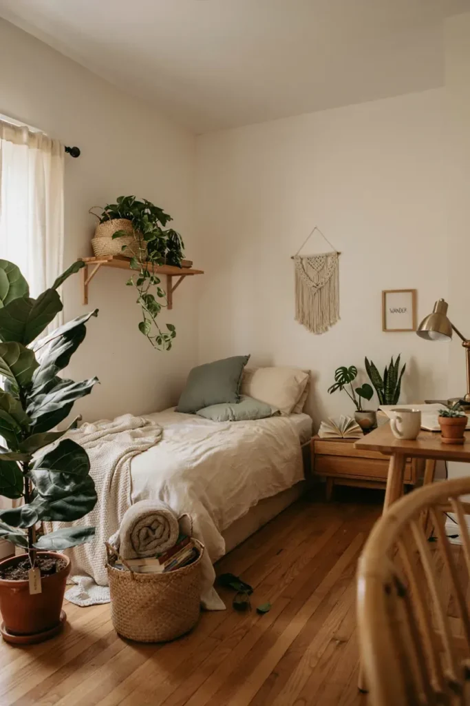 College Dorm with Indoor Plants and Natural Vibes