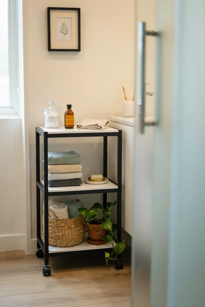 Compact Rolling Storage Cart for Bathrooms