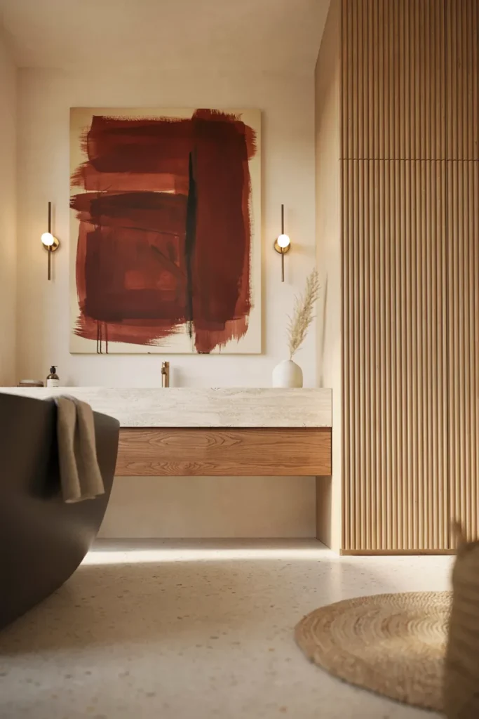 Contemporary Bathroom with Statement Artwork