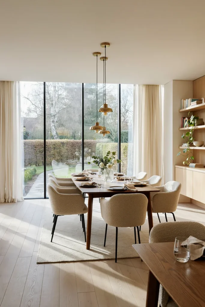 Contemporary Dining Room with Floor-to-Ceiling Windows