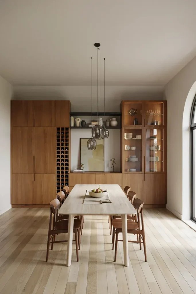 Contemporary Dining Space with Built-In Storage