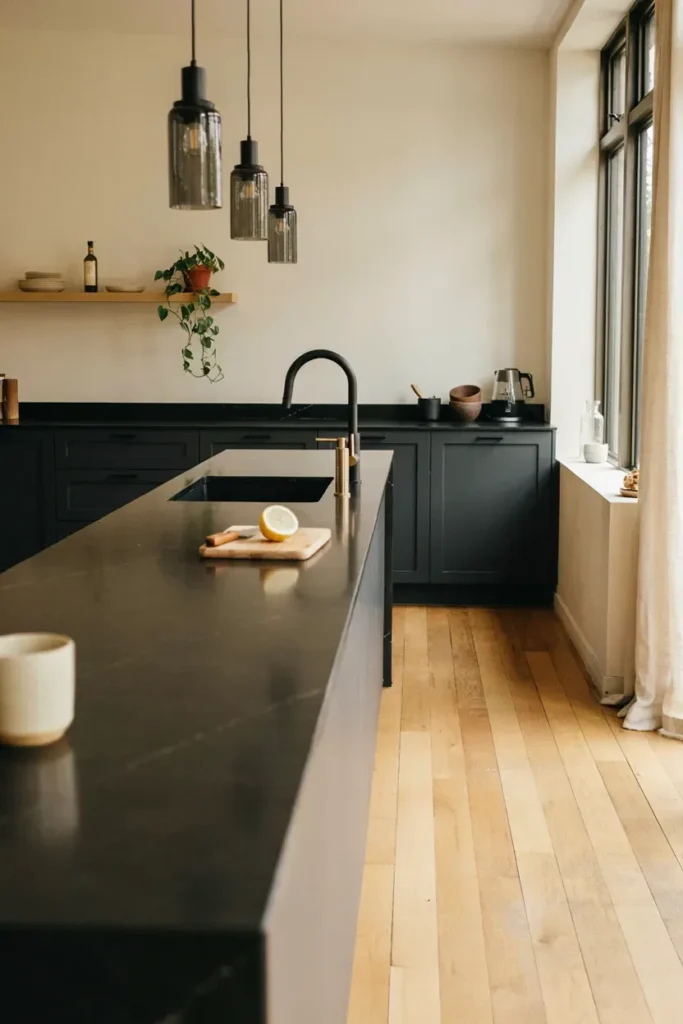 Contemporary Kitchen with Black Accents
