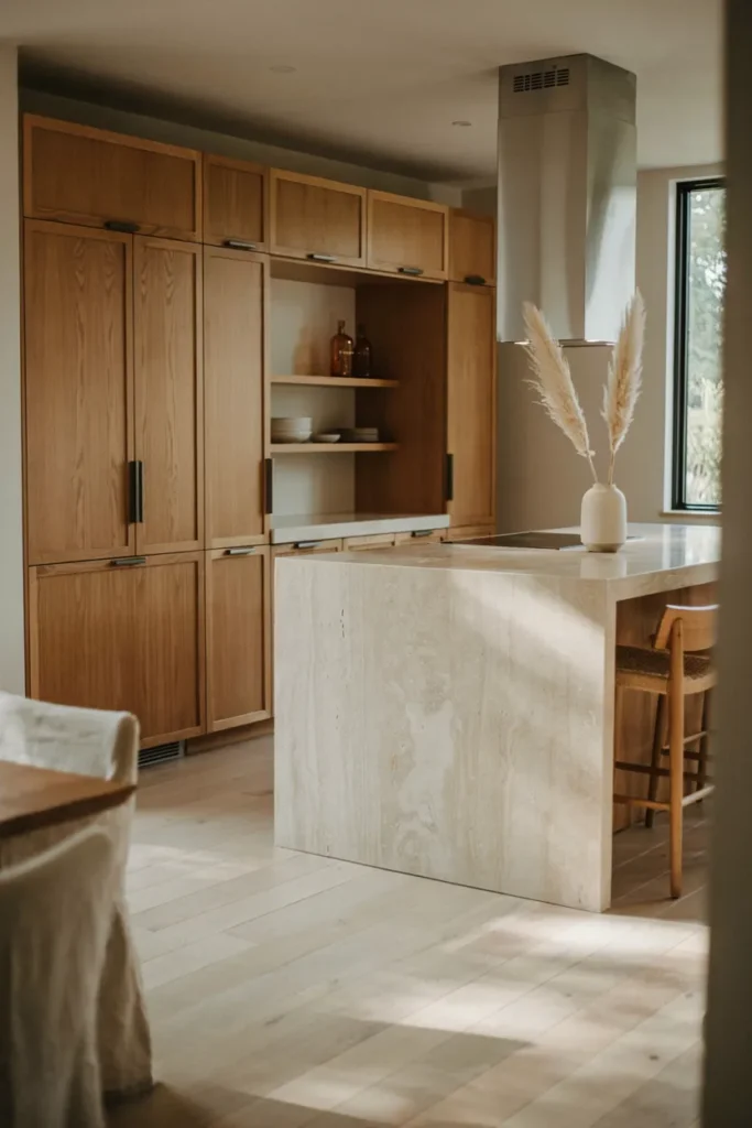 Contemporary Kitchen with Natural Wood Cabinets
