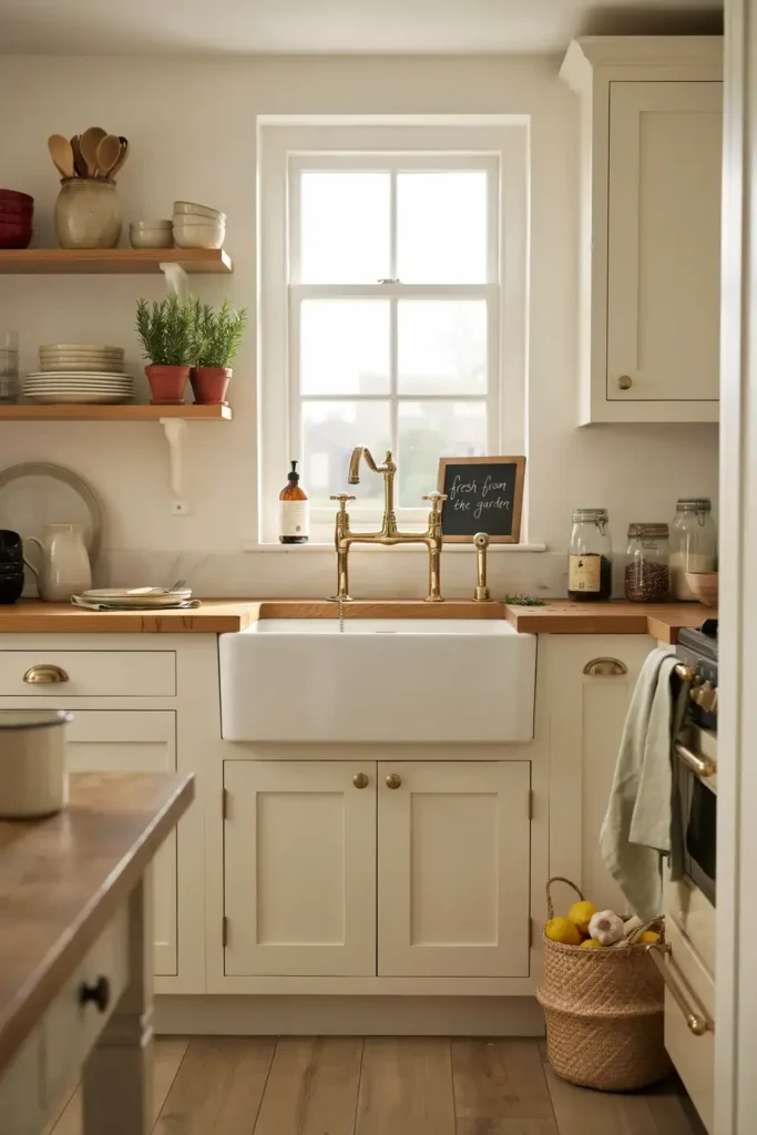 Country Kitchen Featuring a Large Farmhouse Sink