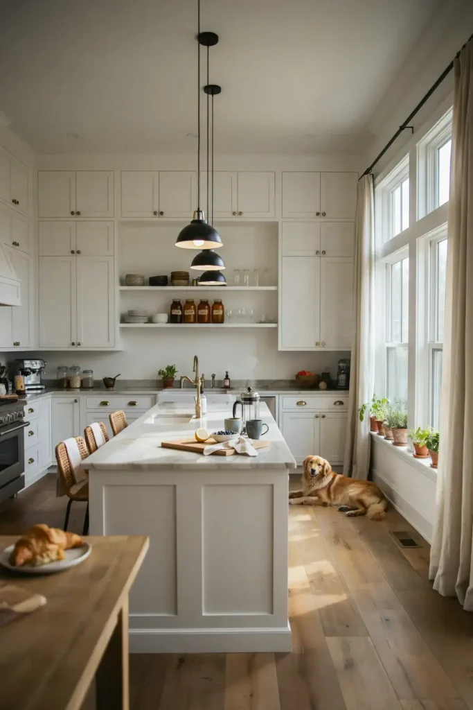 Country Kitchen Featuring a Large Island