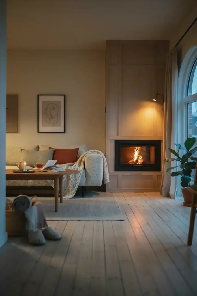 Cozy Fireplace in Scandinavian Style
