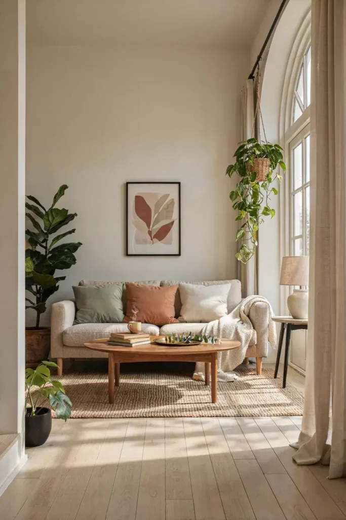 Cozy Living Room Featuring Indoor Plants
