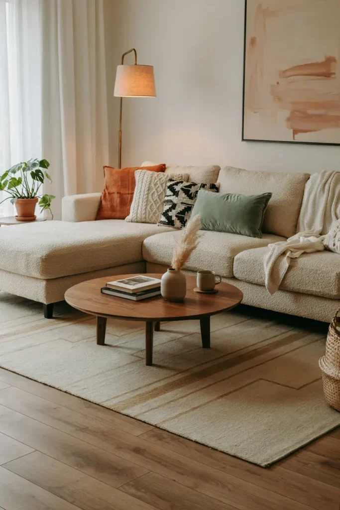 Cozy Living Room with Plush Sectional Seating
