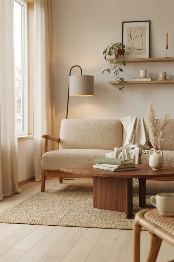 Cozy Living Space with Natural Wood Accents