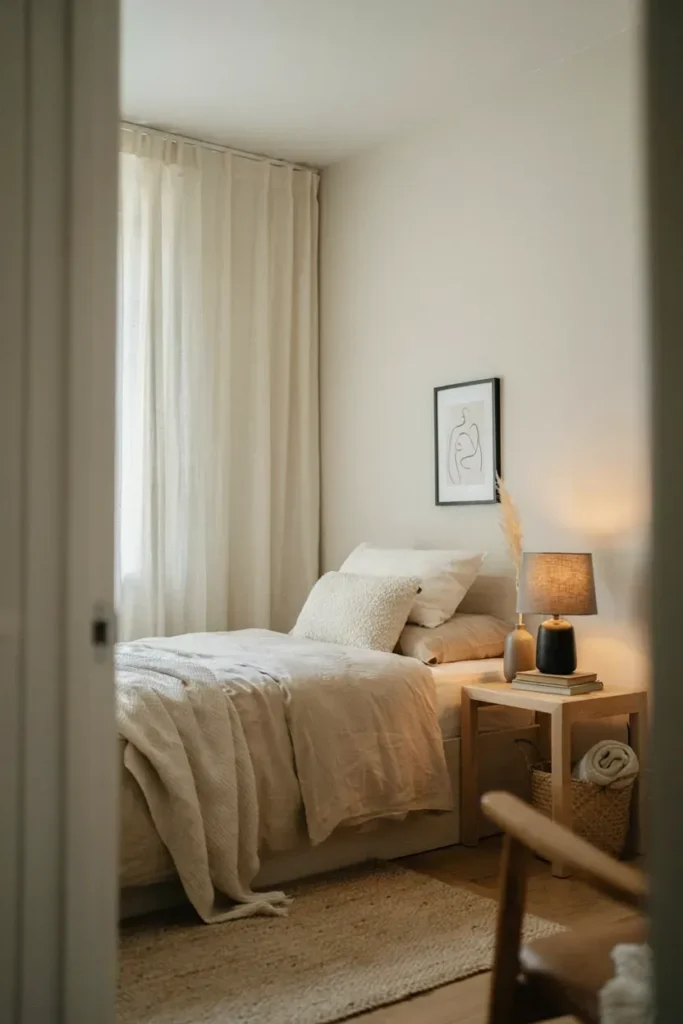 Cozy Minimalist Bedroom with Soft Textures