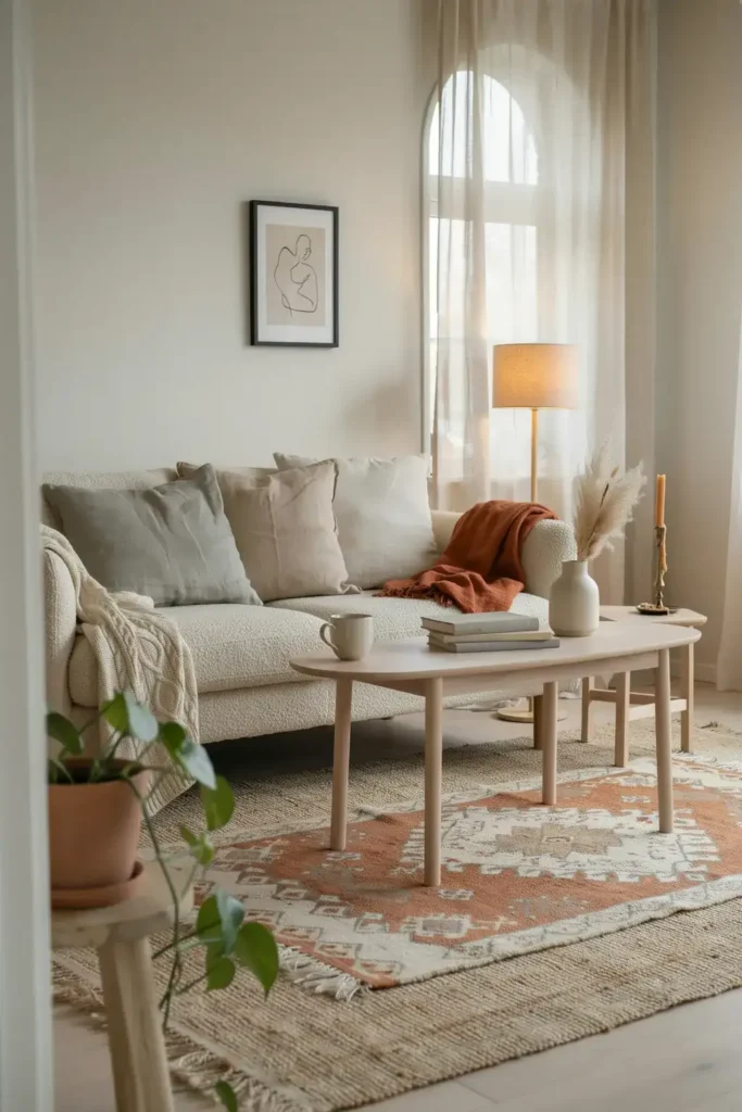 Cozy Nordic Living Room with Soft Textures