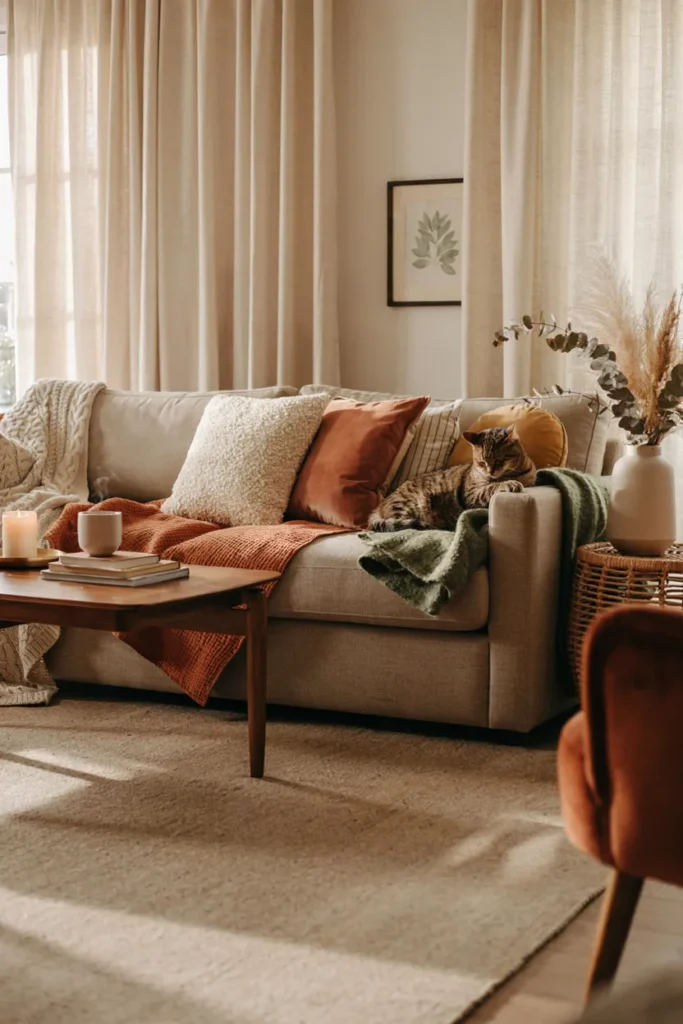 Cozy Space with Layered Textiles and Fabrics