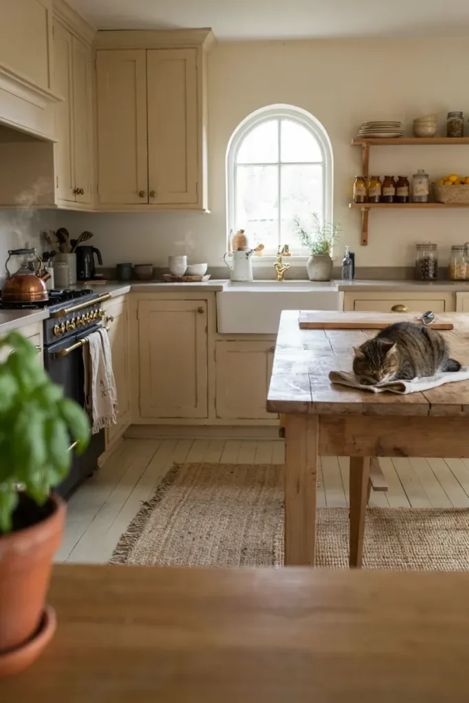  Cozy Vintage Kitchen with Neutral Color Palette