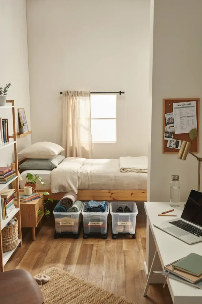 Dorm Room with Functional Under-Bed Storage
