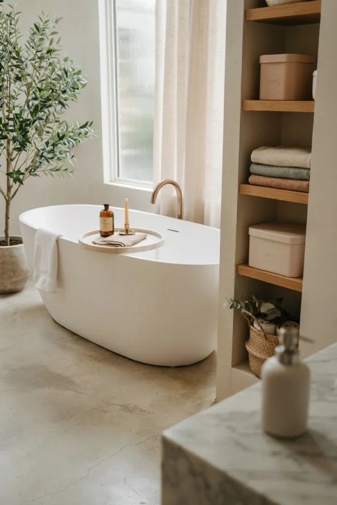 Elegant Bathroom Storage with Decorative Boxes
