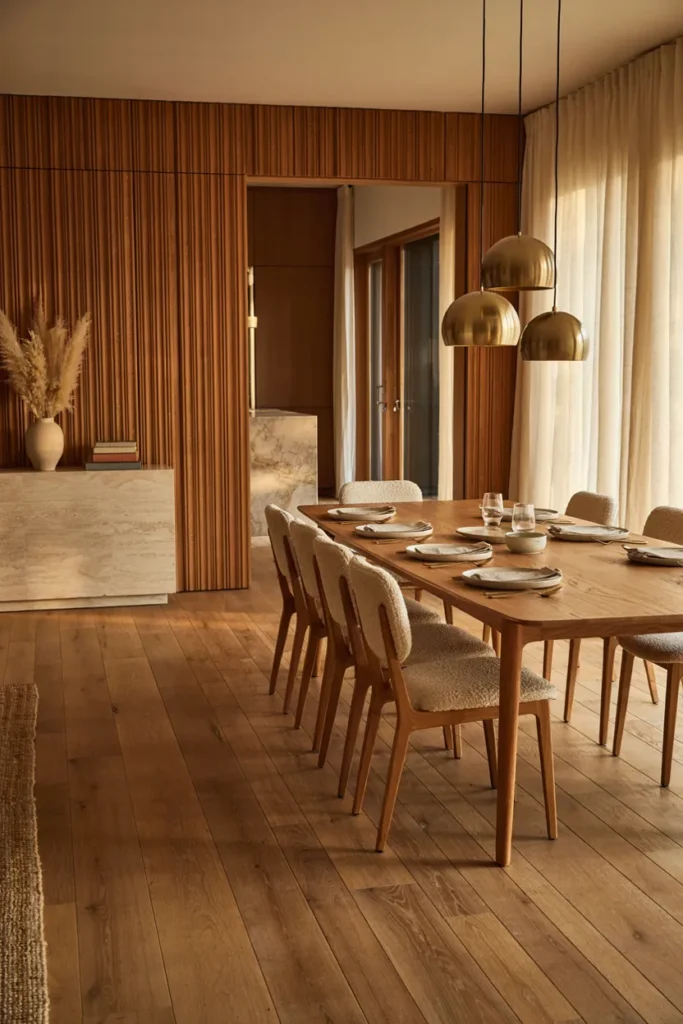 Elegant Dining Room with Warm Wood Finishes