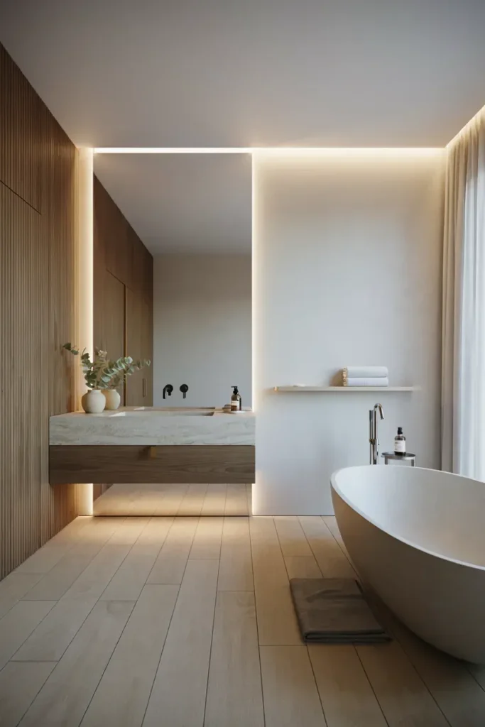  Elegant Smart Bathroom with Ambient Lighting

