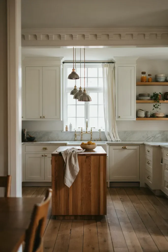 Elegant White Cabinets with Crown Molding