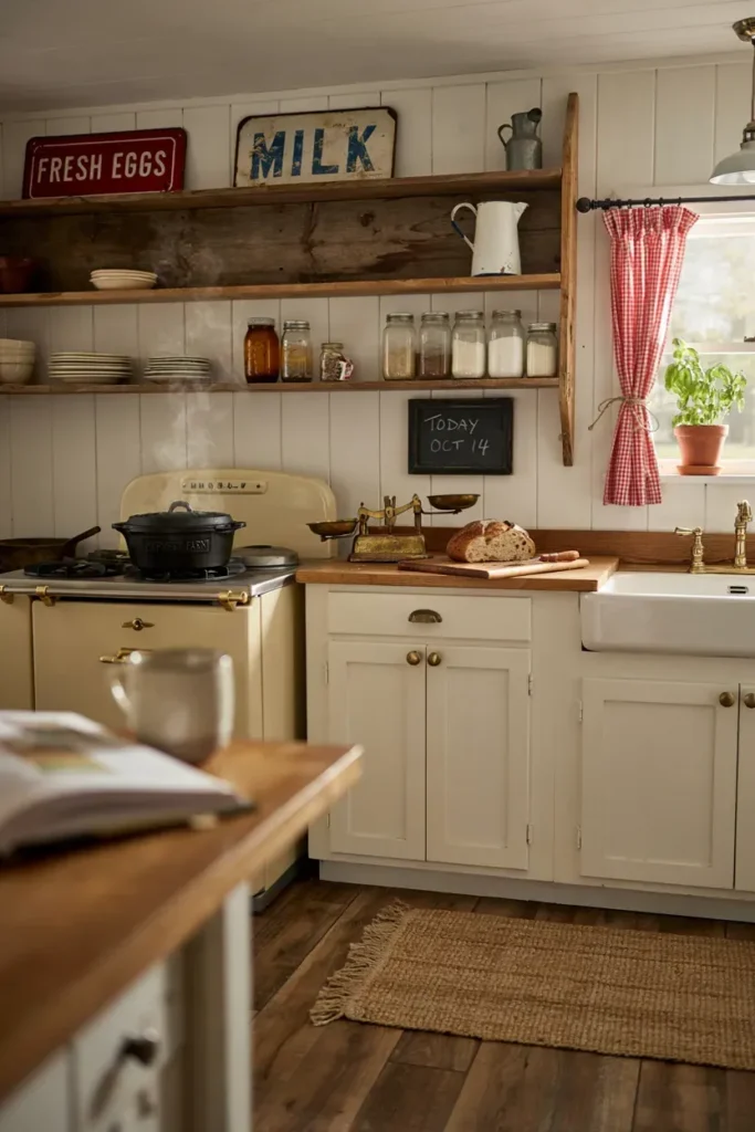 Farmhouse Kitchen with Decorative Vintage Signs