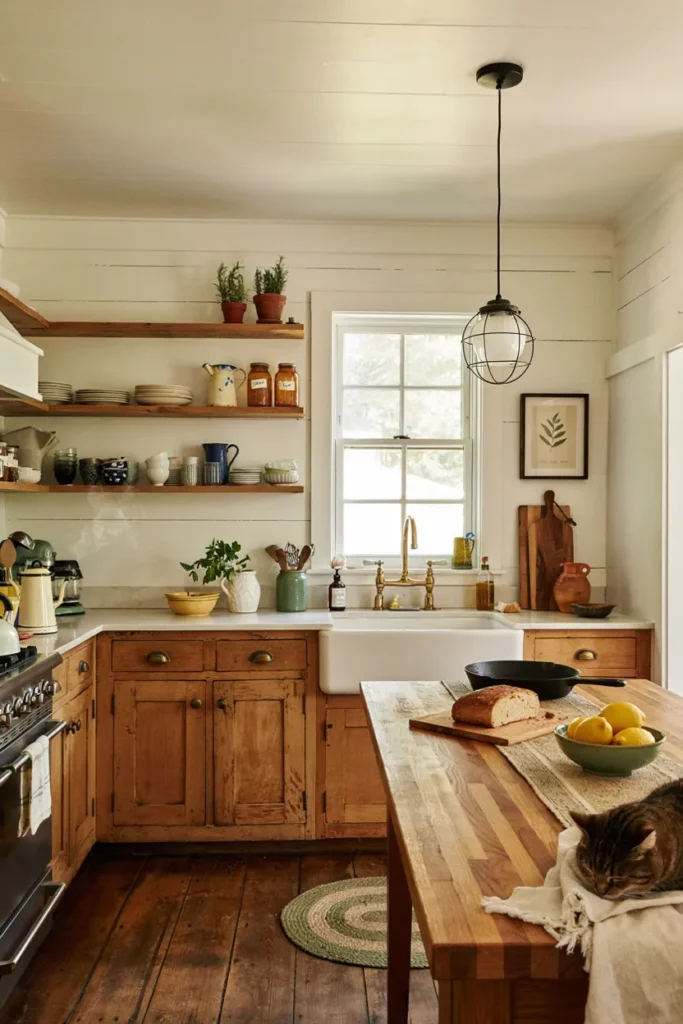 Farmhouse Kitchen with Shiplap Walls
