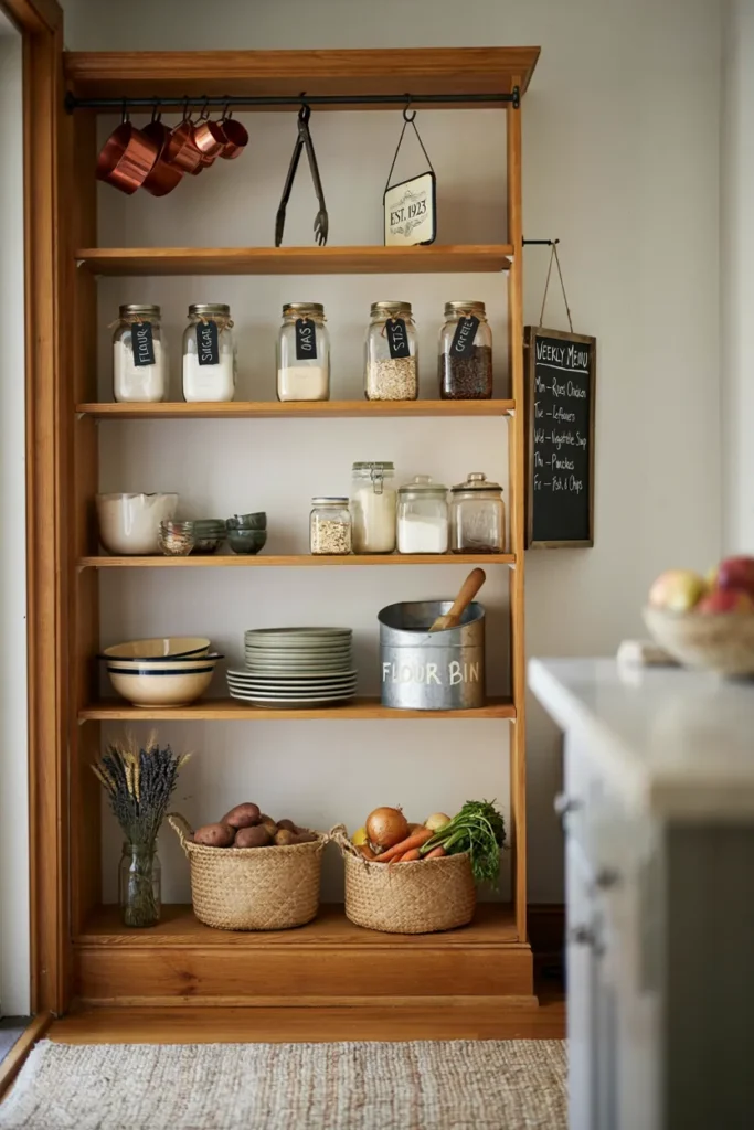 Farmhouse Pantry with Vintage-Inspired Decor
