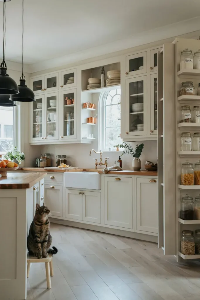 Floor-to-Ceiling White Cabinet Storage
