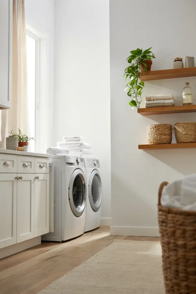 Fresh White Paint for a Brighter Laundry Room
