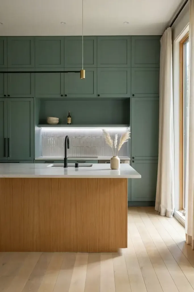  Green Kitchen with Integrated Appliances