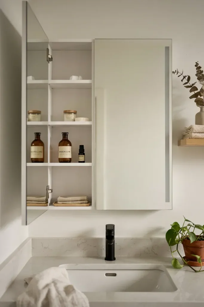 Hidden Storage Behind Bathroom Mirrors