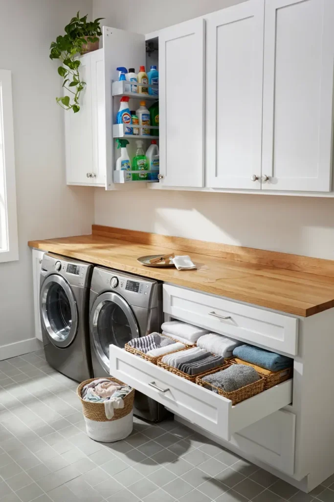 Hidden Storage Behind Cabinet Doors