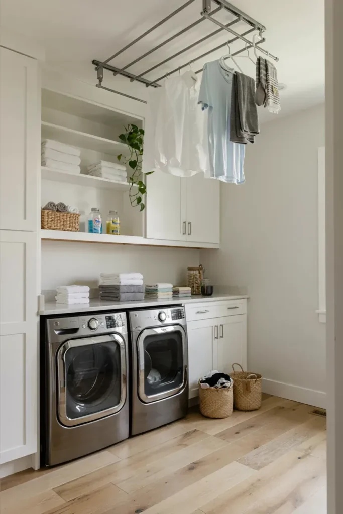 Laundry Room with Hanging Drying Rack
