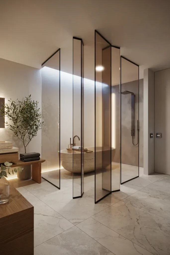 Luxury Bathroom Featuring Smart Glass