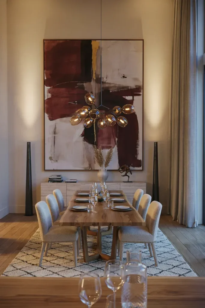  Luxury Dining Room with Oversized Artwork