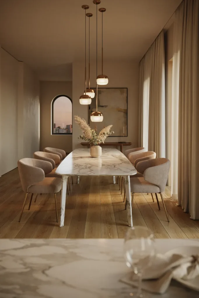 Luxury Dining Room with a Marble Table
