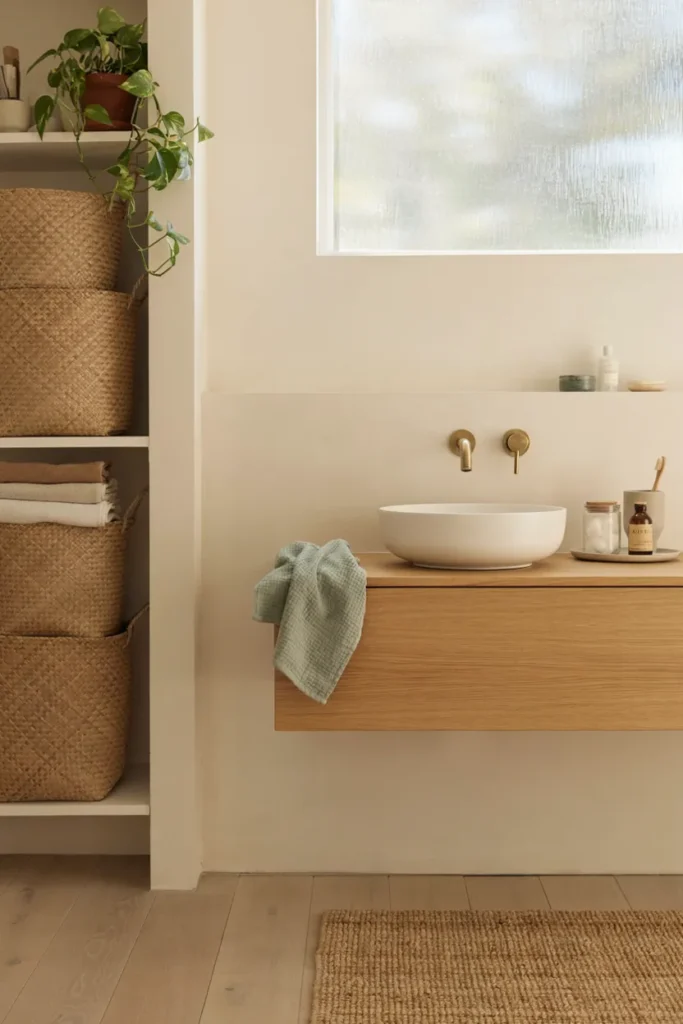 Minimalist Bathroom Organizer Baskets