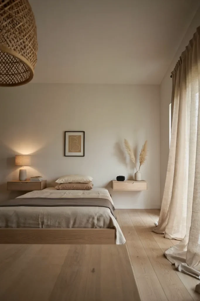 Minimalist Bedroom with Floating Nightstands