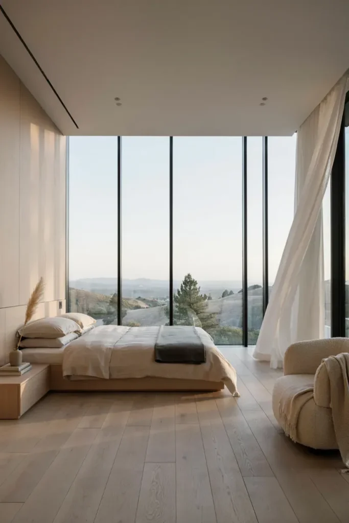 Minimalist Bedroom with Floor-to-Ceiling Windows