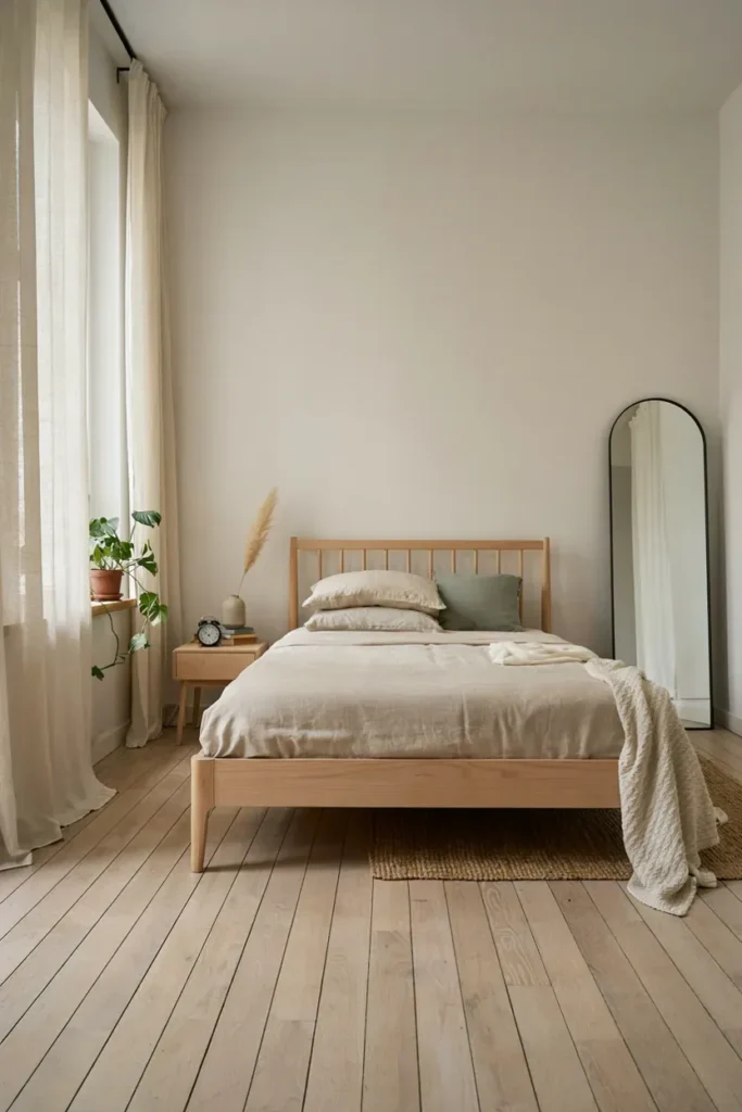 Minimalist Bedroom with Natural Wood Accents