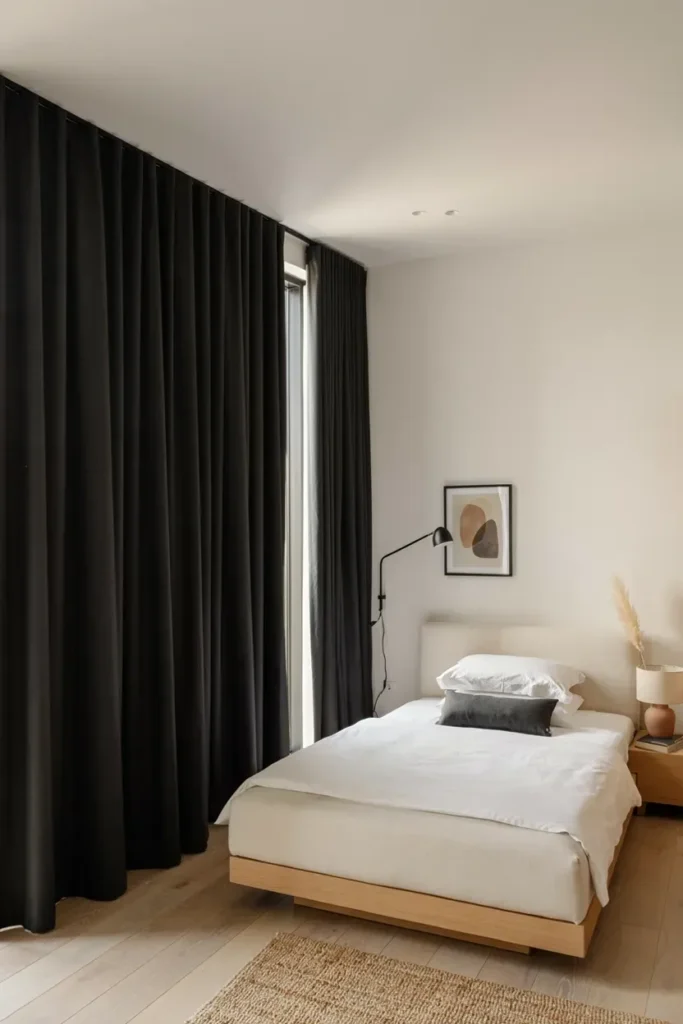 Minimalist Black Bedroom Curtain Style