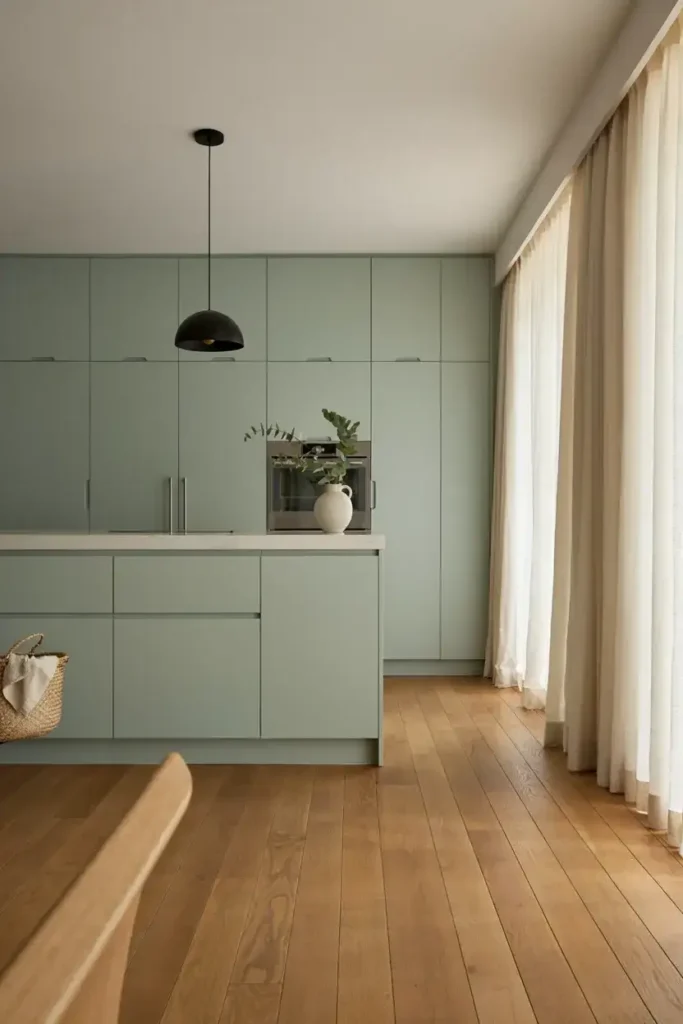 Minimalist Kitchen with Soft Green Accents