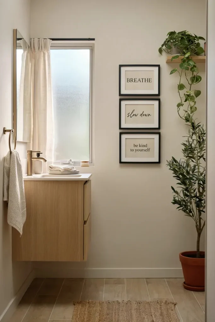 Modern Bathroom with Inspirational Wall Quotes