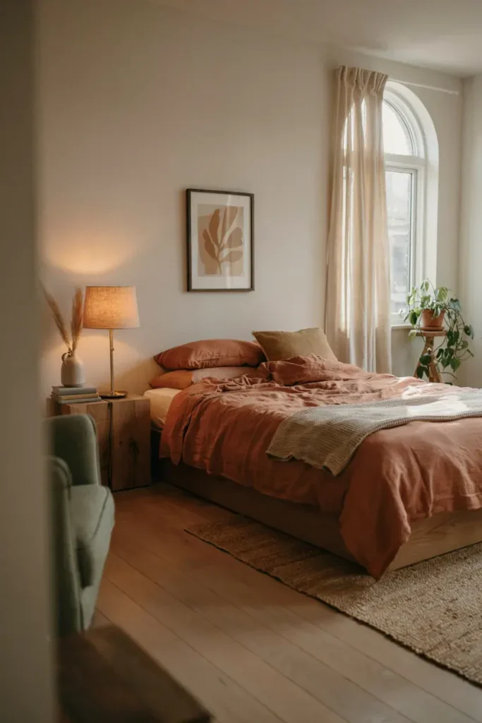 Modern Bedroom with Soft Earth-Tone Décor