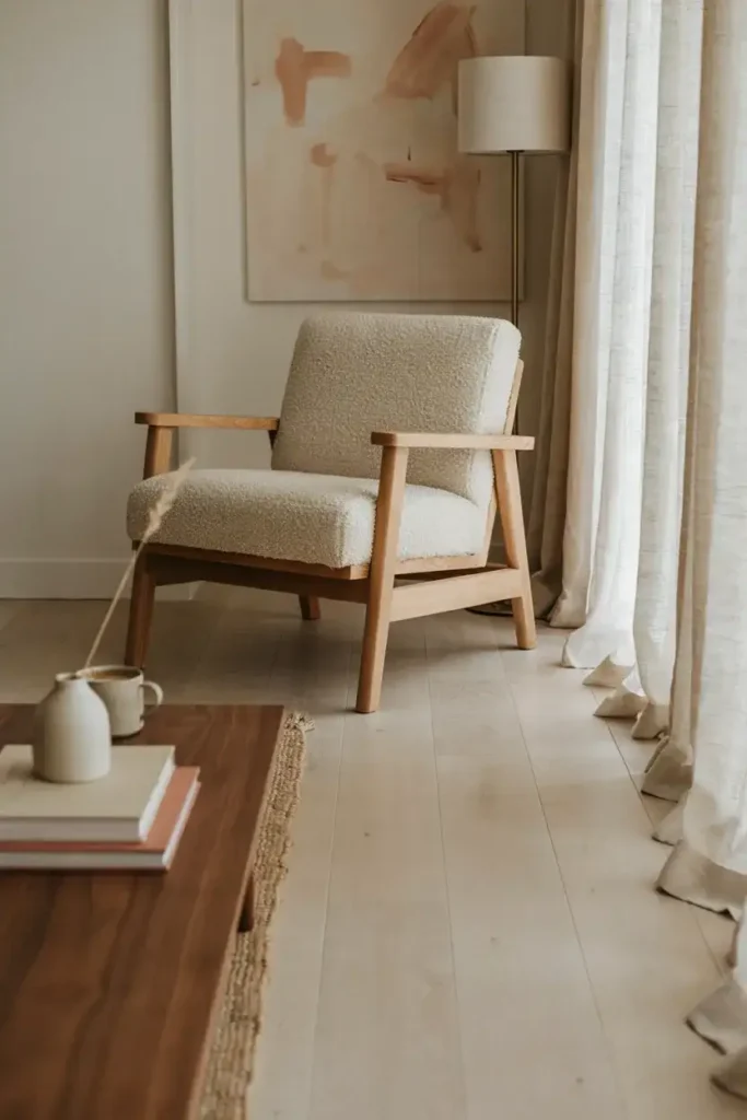 Modern Chair with Wooden Frame Details
