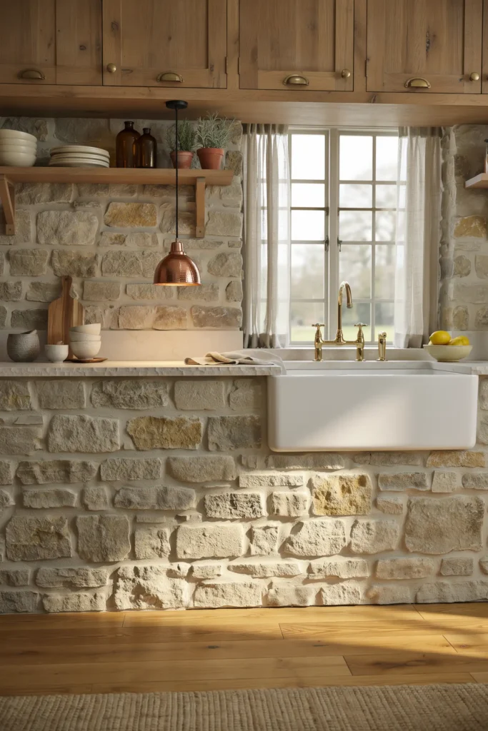 Modern Country Kitchen with Natural Stone Accents