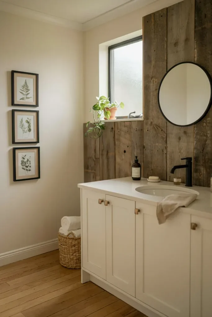 Modern Farmhouse Bathroom Wall Styling