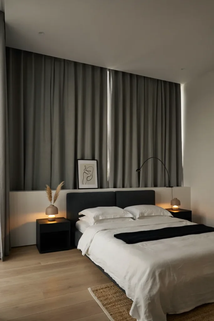 Modern Gray Bedroom Blackout Curtains