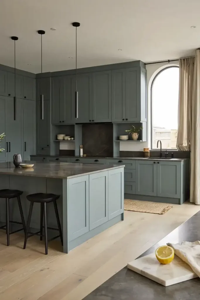  Modern Green Kitchen with Black Accents